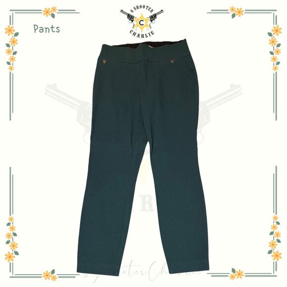 Women's Maurices Textured Trouser Dark Green Pull On Skinny Ankle Pants Small - Picture 1 of 7